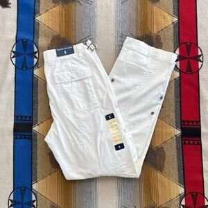 Men’s Polo Ralph Lauren White Cargo Pants Size 34x34 NWT Brand New Buttons